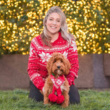 Blueberry Pet Christmas Fair Isle Dog Scarf in True Red, Large