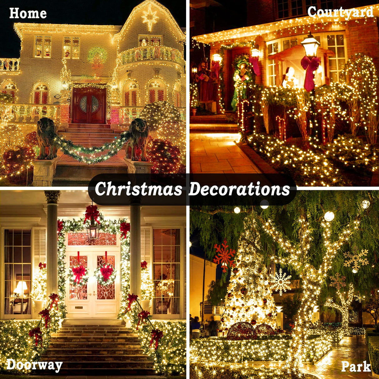 KNONEW 197FT 500 LED Christmas Lights Outdoor String Lights 8 Modes & Memory Fairy Light Plug in Waterproof LED String Lights for Xmas Yard Tree Wedding Party Holiday Decorations (Warm White)