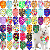 Sadnyy 40 Pcs Summer Spring Dog Bandanas Bulk Flower Hawaiian Triangle Reversible Bandanas for Large Dog Adjustable Pet Kerchief Scarf Washable Cat Scarf for Summer Holiday Pets