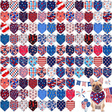 Shyyween 108 Pcs 4th of July Dog Bandanas Bulk Patriotic Bandanas for Dog Independence Day Pet Scarf Bibs Soft Triangle Flag Neckerchief Adjustable Washable Holiday Scarf for Pet Costume Accessories