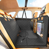 Guanyanmei Dog Bone PU Leather Rear Extender, 280LBS Waterproof Pet Hammock, Foldable Dog Car Seat Cover for SUV Sedan