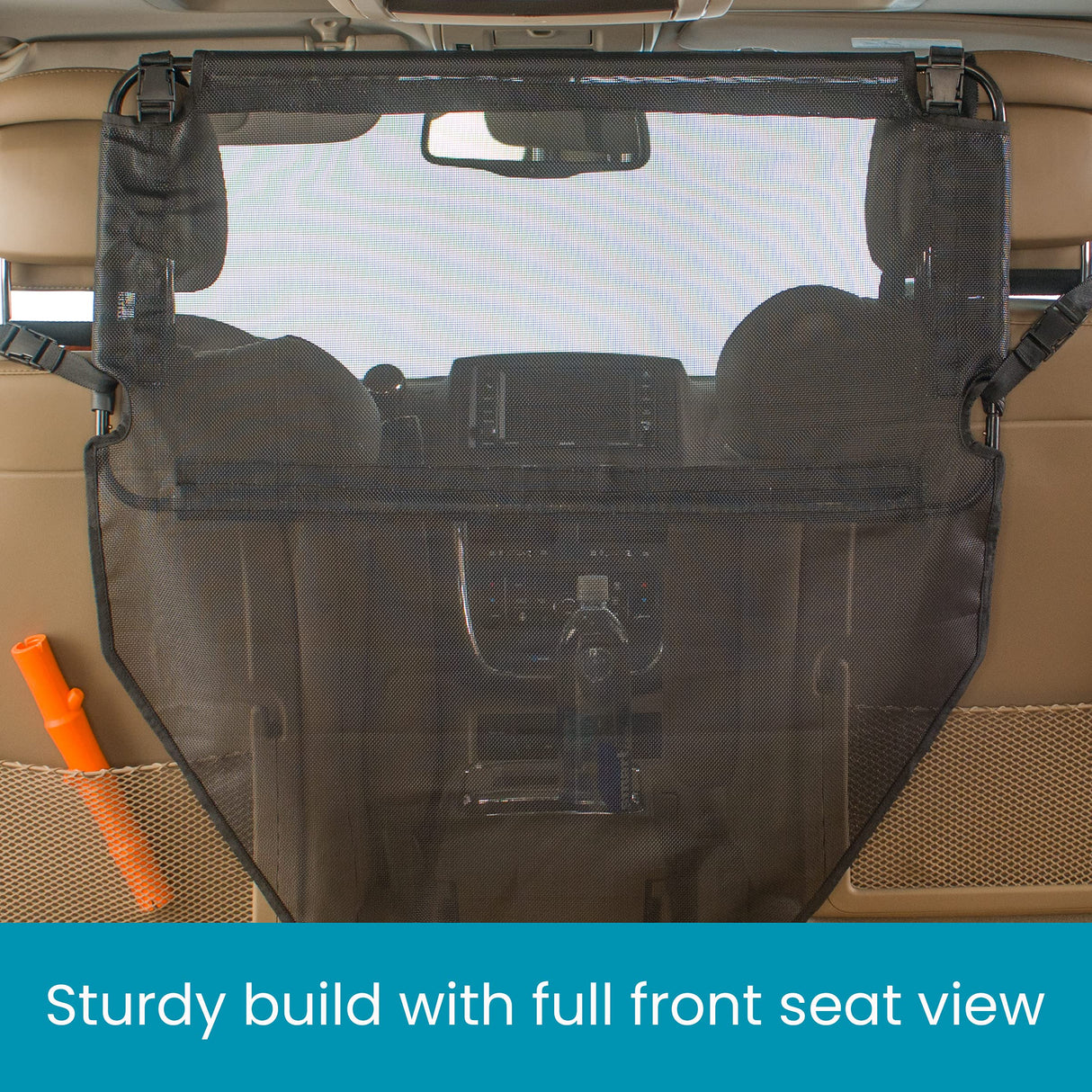 High Road Back Seat Barrier for Dogs - Car Divider for Dogs for Behind Front Seat - Padded Steel Frame with Heavy Duty Coated Dog Net Barrier for Car, Truck or SUV