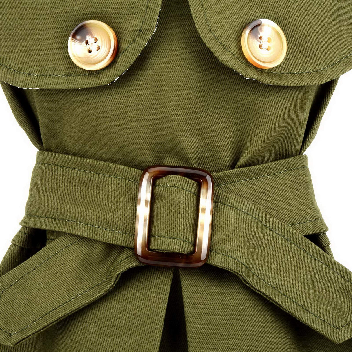 PAIDEFUL Pet Trench Coat for Small Dogs Girl Boy Windproof Fashion Western Jacket Belted Outerwear Autumn Winter Dog Clothes for Puppy Chihuahua Yorkie,Army Green,Size XXL
