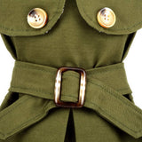 PAIDEFUL Pet Trench Coat for Small Dogs Girl Boy Windproof Fashion Western Jacket Belted Outerwear Autumn Winter Dog Clothes for Puppy Chihuahua Yorkie,Army Green,Size XXL