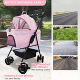 Vilobos 2 in 1 Pet Stroller, Detachable Dog Stroller, Portable Pet Cart w/ 4 Wheels, Cup Holder for Small Dog/Cat, Foldable Waterproof Jogging Travel Carrier Cart, Pink