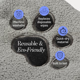Muddi Mitt Microfiber Reusable Pet Wipes Grooming Towel Glove | Machine-Washable, Soft, Double-Sided Bath Mitt Replaces Wipes | Dirt Odor Removal | Gentle Paw Coat Cleaner | Dogs & Cats (A Pair)