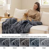Bedsure Waterproof Dog Blankets for Medium Dogs Washable - Cat Blanket for Couch Protector Long Faux Fur, Calming Soft Reversible Throw Furniture Protection for Puppy Pet, 30"x40", Tie-dye Grey