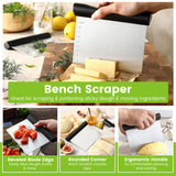 Dough Blender & Pastry Cutter Tool, Stainless Steel Pastry Blender & Bench Scraper for Pizza, Nut, Pie - Multipurpose Dough Cutter & Scraper Tool for Baking with Soft Grip Handles - Black