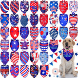 Sadnyy 40 Pcs Veteran Day Dog Bandana Bulk Memorial Patriotic American Flag Star Stripe Adjustable Bandana for Dogs 4th of July Puppy Kerchief National Independence Red White Blue USA Pet Scarf(XL)