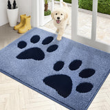 PURRUGS Dirt Trapping Door mat 32" x 47", Non-Skid/Slip Machine Washable Microfiber Entryway Rug, Dog Door Mat, Super Absorbent Welcome Mat for Muddy Wet Shoes and Paws, Light Blue