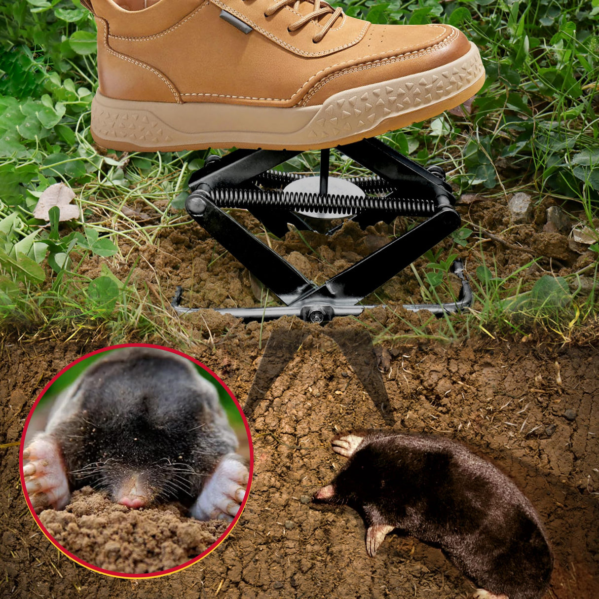 Mole Traps 2 Pack, Scissor Mole Trap that Kill Best，Mole Traps for Lawns Ground，Easy Step Mole Trap，Black Coated