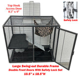 Large Two Full Story Deluxe Double Unit 4-Tiers Tight 1/2-Inch Bar Spacing Durable Front Doors Water Bottle Food Bowl for Feisty Ferret Squirrel Hammock Rat Gerbil Small Animal Critter Rolling Cage
