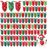 Preboun 100 Pcs Christmas Dog Bandanas Bulk Xmas Bandanas for Dogs Triangle Kerchief Bibs Scarf for Pet Xmas Costume Photo Props Accessories Pet Shops Adoption Events, 25 Styles(19.7 x 13.8 x 13.8)