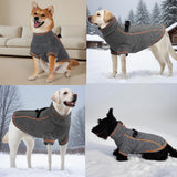 Vitiswap Reflective Dog Jacket, Warm Dog Fleece Sweater Zip Up Sweaters for Small Dogs Clothes Boy Cold Weather Coats with D-Ring for Leash, Grey Large
