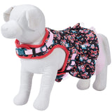Blueberry Pet New Soft & Comfy Made Well Elegant Floral No Pull Mesh Dog Costume Harness Dress in Sleek Black, Chest Girth 19"-21", Small, Adjustable Harnesses for Dogs