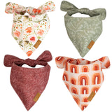 Remy+Roo Small Spring Bandanas - 4 Pack Rubi Set | Premium Durable Adjustable Polyester Fabric | Patented Shape Girl Dog Bandana, Floral Dog Bandana