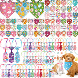 Reginary 108 Pcs Easter Dog Bandanas Bulk Neck Ties Set Pet Triangle Scarf Bibs Adjustable Washable Kerchief Bibs Dog Tie Costume Accessories for Medium Small Pet Holiday Birthday Gift Favor