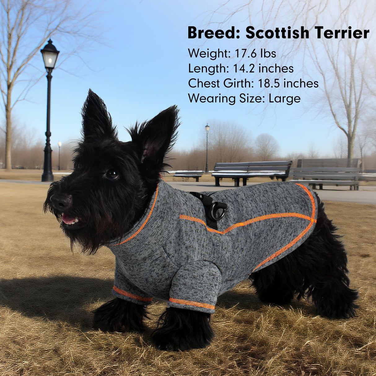 Vitiswap Reflective Dog Jacket, Warm Dog Fleece Sweater Zip Up Sweaters for Small Dogs Clothes Boy Cold Weather Coats with D-Ring for Leash, Grey Large