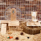 Sonwyoung 6 Pcs Hamster Toys Set, Maze Wood House, Climbing Ladder Wooden Bridge Tunnel Toy Platform Silent Exercise Running Wheels and Water Bottle Set for Rat Guinea Pig Habitat Cage(Basic)