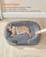 Feandrea Dog Bed, Medium Orthopaedic Dog Sofa Bed, 30 x 20 x 7 Inches, Egg Crate Foam, Waterproof Liner, Raised Edges, Removable and Machine Washable Cover, Non-Slip, Light Gray UPGW281G01