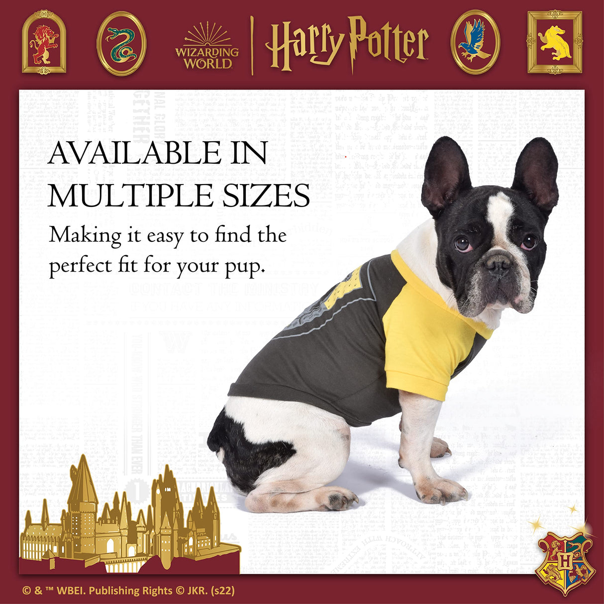 Harry Potter Hufflepuff Pet T-Shirt in Size Large | Large Dog T-Shirt, Harry Potter Dog Shirt | Harry Potter Dog Apparel & Accessories for Hogwarts Houses, Hufflepuff, (FF19289)