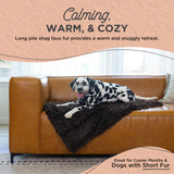 Best Friends by Sheri Calming Shag Dog Blanket – Ultra Soft Faux Fur Pet Throw, Anxiety-Relief, Lightweight Warm Bed Cover for Dogs and Cats, Machine Washable, Dark Brown, 30" x 40"