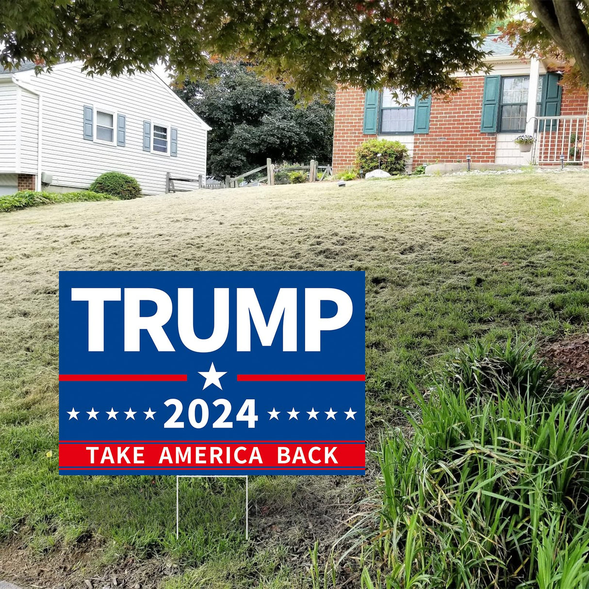 Probsin Trump 2024 Yard Sign with Metal H Stakes Double Sided 16" x 24" Trump Take America Back Blue Signs Voted for Trump Outdoor Decorations for Indoor Outdoor Lawn, Garden, Window, Party Supplies