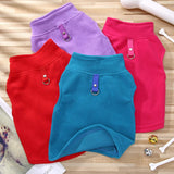 SATINIOR 4 Pieces Stretch Fleece Dog Sweater Polyester Warmer Vest Pullover Jacket with D-Ring Leash Cold Weather Coat Hoodie for Small and Medium Dogs(L,Purple, Blue, Rose, Red)
