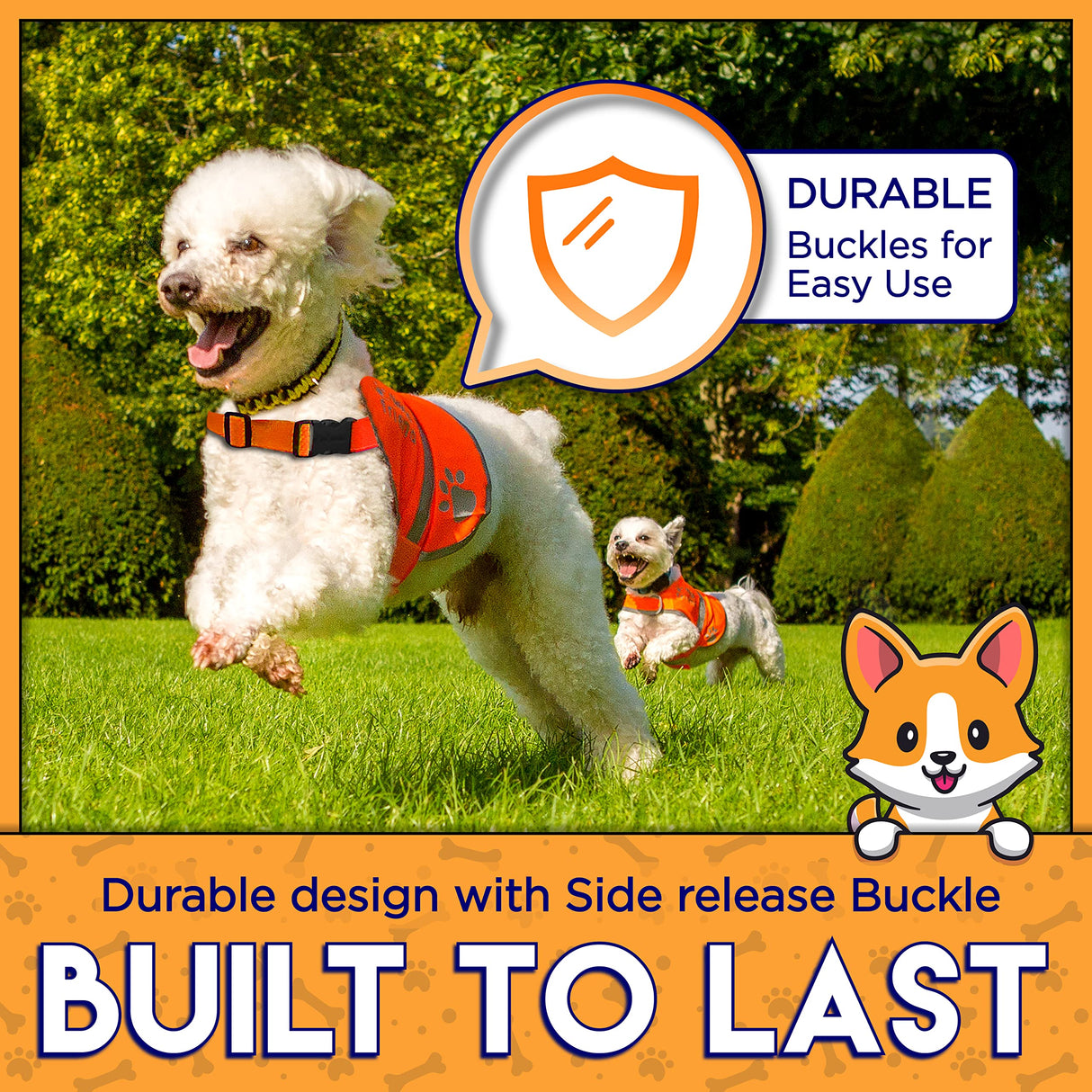 Upgraded Reflective Dog Vest. Hi-Visibility, Fluorescent Blaze Orange Dog Vest Helps Protect Your Best Friend. Safeguard Your PUP from Motorists & Hunting Accidents, On or Off Leash by 4LegsFriend