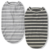 Knuffelen Dog Shirts Vest Cotton Striped T-Shirt, Sleeveless Stretchy Pet Clothes for Small Dogs, 2-Pack Soft Breathable Puppy Tank Top Cat Tee (Large, Black,Gray)