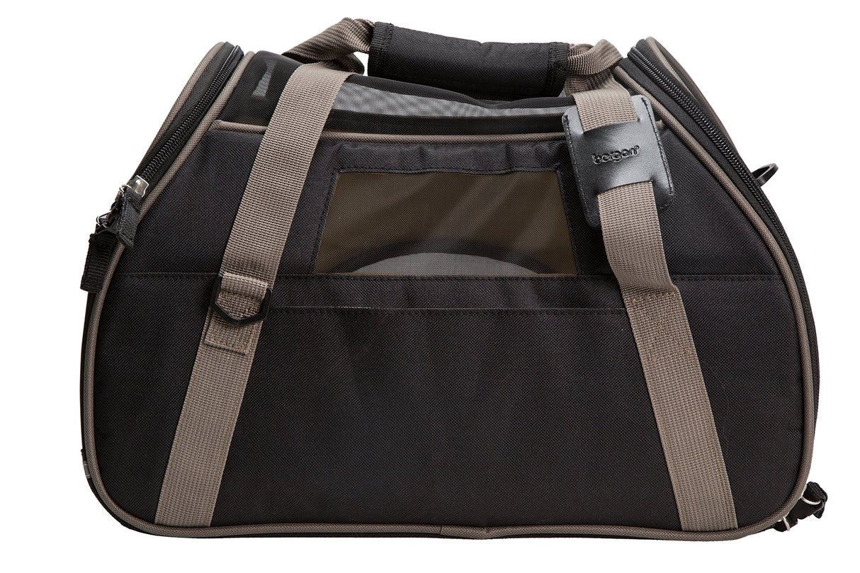 Coastal Pet Bergan Comfort Carrier - Breathable Travel Carrier for Dogs & Cats - Black & Grey, 16" x 8" x 11"
