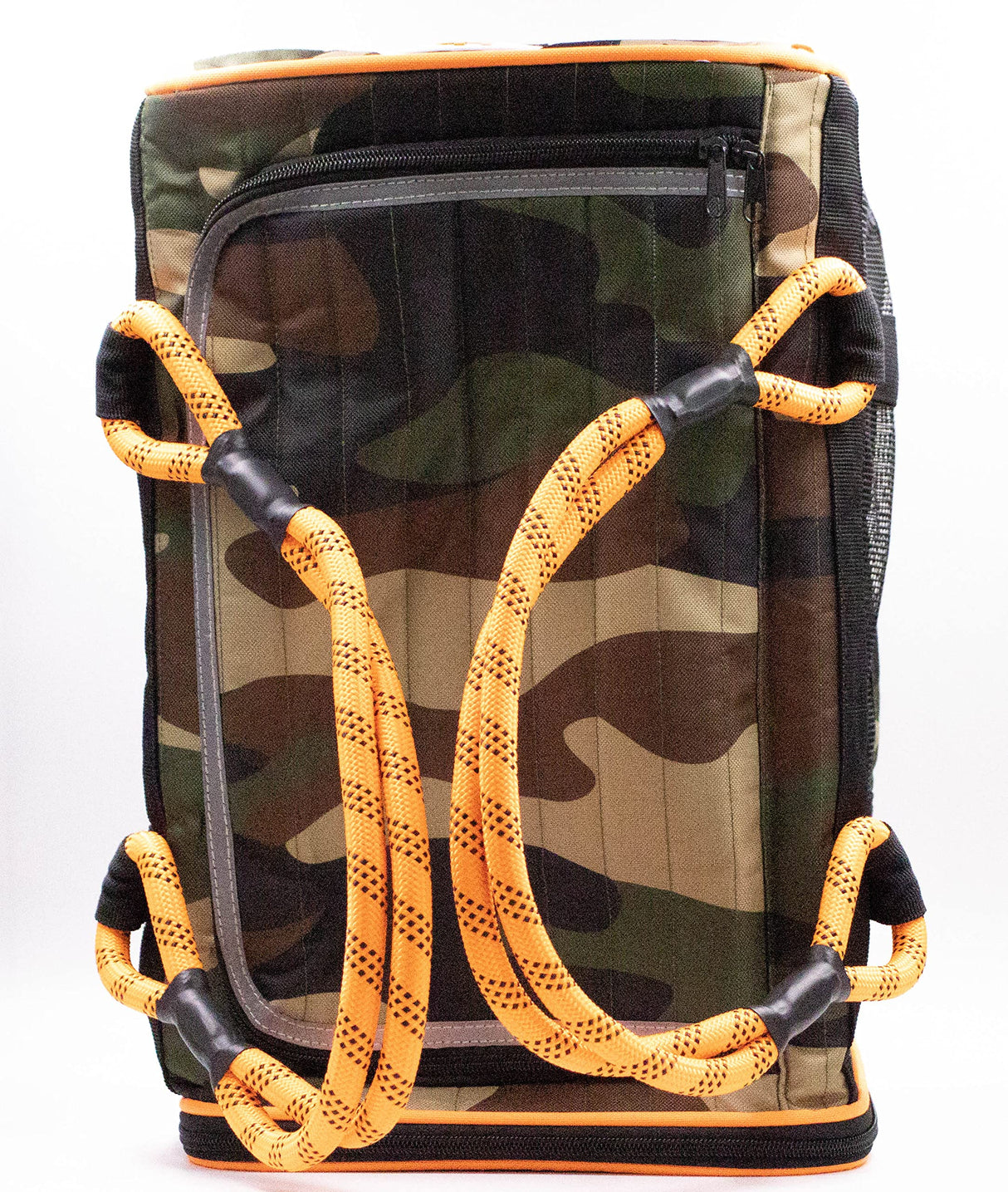 Buddy's Best Airline Approved Pet Carrier – Army Camo & Orange for Dog or Cat, Fits Under Seat, TSA Compliant, Ventilated Mesh Design w/Waterproof Base & Reflective Strips