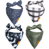 Remy+Roo Dog Bandanas - 4 Pack | Cameron Set | Premium Durable Fabric | Patented Shape | Adjustable Fit | Multiple Sizes Offered (Small)