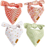 Remy+Roo Large Spring Dog Bandanas - 4 Pack Daisy Set | Premium Durable Adjustable Polyester Fabric | Patented Shape Girl Dog Bandana, Trendy Pattrens, Floral Dog Bandana