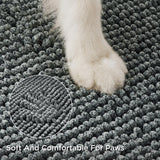 Bedsure Dog Door Mat for Muddy Paws, High-Low Absorbent Chenille Indoor Entrance Mud Dirt Trapper Soak-Stopper, Machine Washable Non-Slip Entryway Rug for Pets, 35"x24" Grey