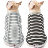Knuffelen Dog Shirts Vest Cotton Striped T-Shirt, Sleeveless Stretchy Pet Clothes for Small Dogs, 2-Pack Soft Breathable Puppy Tank Top Cat Tee (Large, Black,Gray)