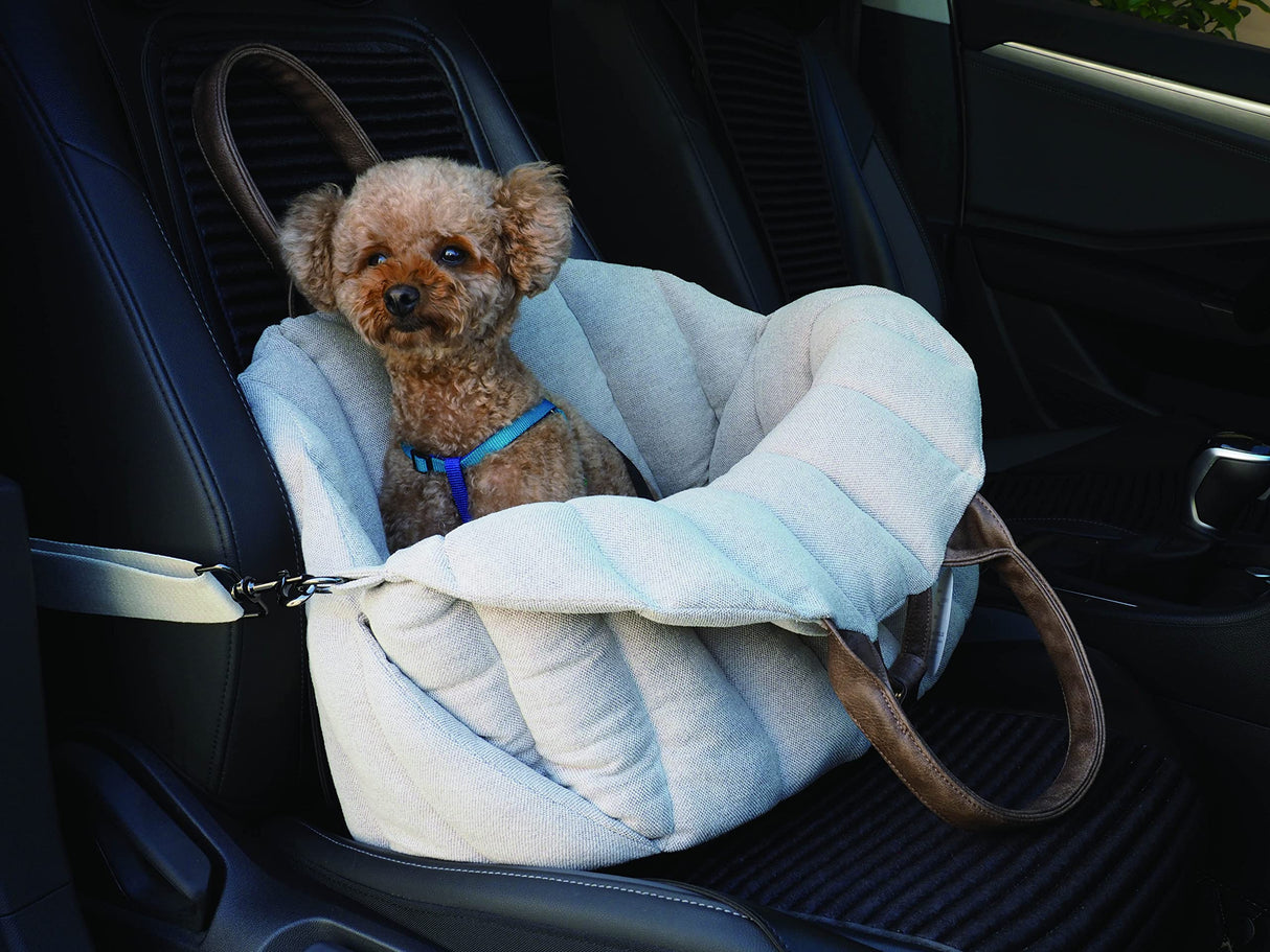 K10 Car-Go Tote - Dual Purpose Pet Tote and Dog Car Seat - Carry Your Dog or cat Safely with Harness Attachment - Attach The Bag to a seat to use as a Pet Carrier (Oatmeal Beige)