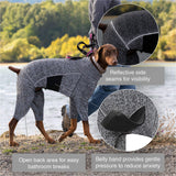 Kurgo Stowe Base Layer - Comfortable, Cold-Weather Pet Wear - Breathable Snug Fit - Dual-Zipper Dog Onesie - Reflective Side Seams - Dog Pajamas - Machine Washable - Small - Black/Grey
