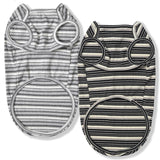 Knuffelen Dog Shirts Vest Cotton Striped T-Shirt, Sleeveless Stretchy Pet Clothes for Small Dogs, 2-Pack Soft Breathable Puppy Tank Top Cat Tee (Large, Black,Gray)