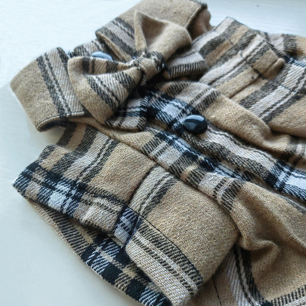 Plaid Dog Shirt,Soft Casual Pet Shirt Clothes, Dog Cotton Shirt with Bow Tie for Wedding,Christmas Costumes (Dark Khaki, XX-Large)