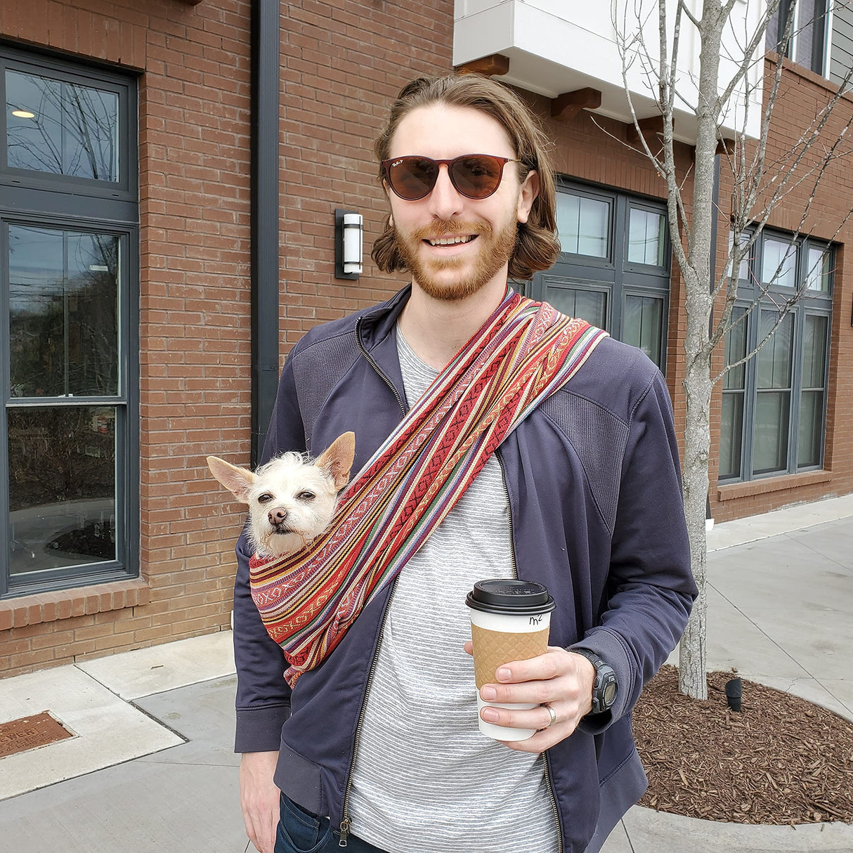 Dog Sling Carrier 100% Organic Cotton for Cats Too (Salsa)
