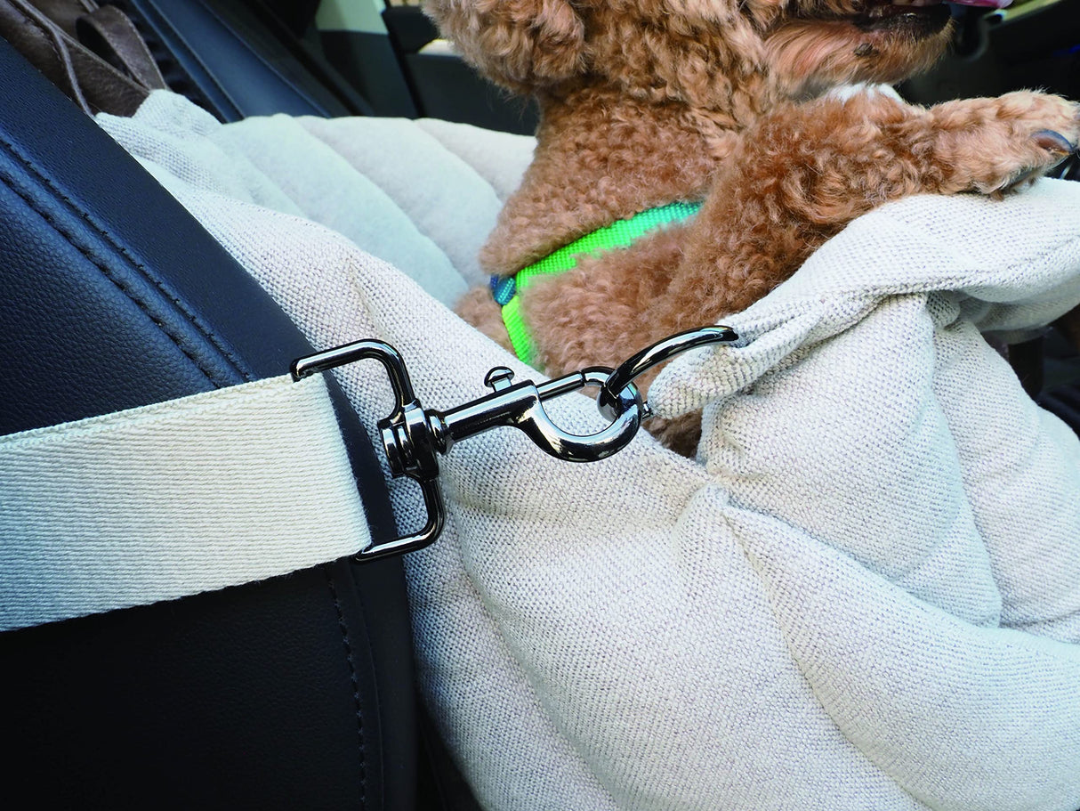 K10 Car-Go Tote - Dual Purpose Pet Tote and Dog Car Seat - Carry Your Dog or cat Safely with Harness Attachment - Attach The Bag to a seat to use as a Pet Carrier (Oatmeal Beige)