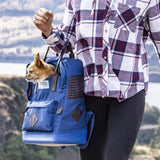Kurgo Nomad Carrier Backpack - Airline Approved Dog Bag for Travel - Stylish Pet Backpack with Waterproof Bottom - Lightweight for Hiking - Small Breed Dog Carrier with Tablet Sleeve - Blue