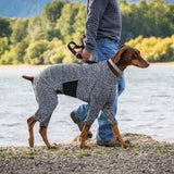 Kurgo Stowe Base Layer - Comfortable, Cold-Weather Pet Wear - Breathable Snug Fit - Dual-Zipper Dog Onesie - Reflective Side Seams - Dog Pajamas - Machine Washable - Small - Black/Grey