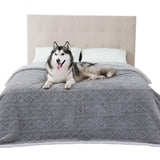 Bedsure Waterproof Dog Blankets for Bed - Pet Blanket for Bed Couch Protector Washable, Jacquard Coral Fleece Cat Throw Blanket, Soft Plush Reversible Furniture Protection, King, 86x108, Grey