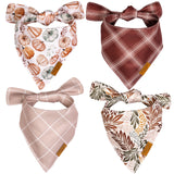 Remy+Roo Fall Dog Bandanas 4 Pack - Amber Set, Premium Durable Polyester Fabric, Patented Curved Design, Adjustable Fit for Small, Large, and XL Dogs, Trendy Patterns, Dog Fall Bandanas (Large)
