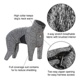 Kurgo Stowe Base Layer - Comfortable, Cold-Weather Pet Wear - Breathable Snug Fit - Dual-Zipper Dog Onesie - Reflective Side Seams - Dog Pajamas - Machine Washable - Small - Black/Grey