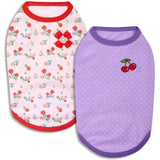 Blueberry Pet Pack of 2 Soft & Comfy Spring Hope Floral Cotton Blend Dog T Shirts Tank Top, Back Length 10", Clothes for Dogs