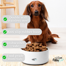 Load image into Gallery viewer, Best Dog Bowl: double wall stainless steel, anti slip rubber base, dishwasher safe, easy to clean, food grade materials.
