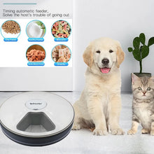 Load image into Gallery viewer, Round Timing Feeder Automatic Pet Feeder 6 Meals 6 Grids Cat Dog Electric Dry Food Dispenser 24 Hours Feed Pet Supplies 40% Off

